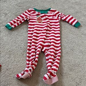 Festive Striped Kids Footie Pajamas
